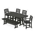 POLYWOOD La Casa Cafe 6-Piece Dining Set with Bench in Black