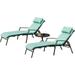 3 Pieces Outdoor Chaise Lounge Chair Lounger Seating Furniture Set With Cushions And Table Light Blue