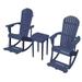 Zero Gravity Collection Adirondack Rocking Chair Set with Built-in Footrest Navy Blue - Set of 3