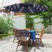 9 ft. Solar Lighted LED Outdoor Patio Market Table Umbrella in Navy Blue UV-Resistant Canopy and Tilt Button