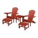 35 x 32 x 28 in. 2 Foldable Chair with Ottoman & 1 End Table Red