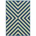 3 x 5 ft. Navy Geometric Stain Resistant Indoor & Outdoor Rectangle Area Rug - Blue and Ivory