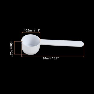 3.7" x 1.1" 5g Long Handle Plastic Measuring Spoons, 20Pcs Flat - White