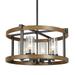 LNC 4-Light Antique Brown and Rustic Black Drum Modern Farmhouse Cage Chandelier