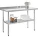 18 Gauge 430 Series Stainless Global Industrial Workbench with Shelf & 2 in. Backsplash - 36 x 30 in.