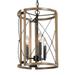 LNC Brushed Black and Wood Brown Grain Cage Modern Farmhouse Cylinder LED Mini Kitchen Island Light