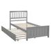 Twin Size Bunk Bed Bed with Trundle Wooden Platform Frame for Bedroom w/ Solid Wood Slats Support Space-Saving, Easy Assembly