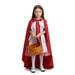 LSFYSZD Parent-child Four-piece Clothes Set for Role Play Red Plaid Printed Pattern Dress Kerchief Apron and Hooded Cape