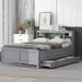 Wooden Full Size Platform Bed with Storage Headboard, USB, Twin Size Trundle and 3 Drawers