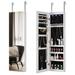 Full Mirror Fashion Simple Jewelry Storage Cabinet With Led Light Can Be Hung On The Door Or Wall - White