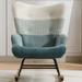 Nursery Glider Rocking Chair Patchwork Accent Chair Lounge Rocker Chair Green Fabric Wingback Chairs Livingroom Armchair