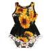 Miayilima Parent-Child Clothing Summer Matching Mother Daughter Baby Sleeveless Sunflower Pattern Romper Jumpsuit With Pocket Family Matching Set Black