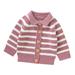 ZMHEGW Toddler Coats Baby Girls Boys Long Sleeve Turn Down Collar Sweaters Warm Cotton Knit Striped Cardigan Button Down Outwear Jackets for Children