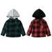 2 Pieces Toddler Kids Boys Flannel Hooded Plaid Shirt Button Baby Red Plaid Shirt Plaid Shirt Hooded Clothes Size 6M-3T