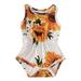 Miayilima Parent-Child Clothing Summer Matching Mother Daughter Baby Sleeveless Sunflower Pattern Romper Jumpsuit With Pocket Family Matching Set White