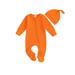 Lieserram Baby Girls Boys Footies Rompers 0 3 6Months Infant Clothes Solid Color Crew Neck Long Sleeve Zipper Fall Bodysuits with Hat