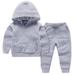 Virmaxy Toddler Baby Hoodies 2 Piece Set Solid Color Elastic Cuffs Tops With Elastic Waist Sweatpants Set Crew Neck Long Sleeve Tops Trousers Set Fall Winter Fashion Set For Kids Gray 18-24 Months