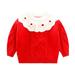 ZMHEGW Coats for Toddlers Boys Girls Winter Long Sleeve Flower Embroidery Ruffles Knit Sweater Warm Sweater Clothes Children Jackets