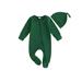 Lieserram Baby Girls Boys Footies Rompers 0 3 6Months Infant Clothes Solid Color Crew Neck Long Sleeve Zipper Fall Bodysuits with Hat