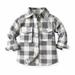 JWZUY Toddler Plaid Shacket Top Fall Lapel Button Down Cardigan Little Kids Boys Girls Shirts Coats Long Sleeve Jacket Flannel Shirt with Pocket Gray 9-10 Years