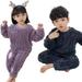 Esaierr Kids Baby Girls Boys 2pcs Warm Winter Fleece Pajamas Pj Set 12M-8Y Kids Infant Fleece Loungewear Fleece Pants Set Solid Color Full Sleepwear Baby Toddler Pullover Winter Warm Home Set