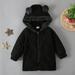 Shldybc Toddler Baby Boys Girls Hooded Jacket Fleece Hoodies Fashion Cute Solid Color Snowsuit Outerwear Zipper Bear Ear Hooded Jacket Coat( Black 12-18 Months )