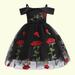 DxhmoneyHX Flower Girl s Embroidery Flower Dress Strapless Shoulder Princess Dresses Birthday Party Formal Long Mesh Gown