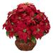 Silk Plant Nearly Natural Poinsettia w/Decorative Planter Silk arrangement