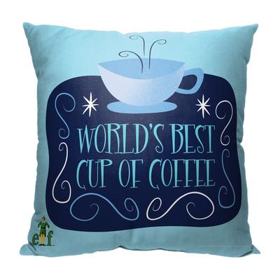 Wb Elf World'S Best Coffee Printed Throw Pillow by The Northwest in O