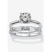 Women's 2.06 Cttw. Cubic Zirconia Sterling Silver Solitaire 2-Piece Wedding Ring Set by PalmBeach Jewelry in Silver (Size 9)