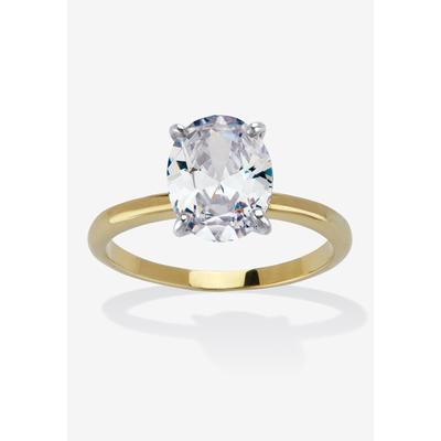 Women's 2.54 Tcw Cubic Zirconia 18K Gold-Plated Oval Solitaire Engagement Ring by PalmBeach Jewelry in Gold (Size 9)