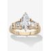 Women's 2.69 Cttw 14K Gold-Plated Silver Marquise-Cut Cubic Zirconia Engagement Ring by PalmBeach Jewelry in Gold (Size 8)