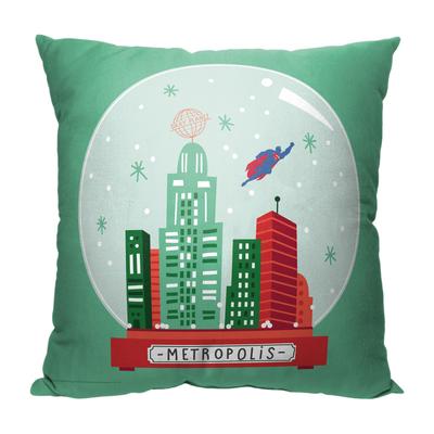 Wb Dc Justice League Metropolis Globe Printed Throw Pillow by The Northwest in O