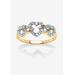 Women's Diamond Accent Triple Heart Ring 18K Gold-Plated Sterling Silver by PalmBeach Jewelry in Gold (Size 8)