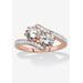 Women's 2.20 Cttw. Rose Gold-Plated .925 Silver Round Cubic Zirconia 2-Stone Bypass Ring by PalmBeach Jewelry in Gold (Size 9)