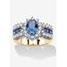 Women's .82 Tcw Blue Crystal And Cz Gold-Plated Ring by PalmBeach Jewelry in Gold (Size 6)