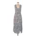 Zara Casual Dress - Midi: Blue Animal Print Dresses - Women's Size Medium