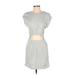 OFFLINE by Aerie Casual Dress - Mini Crew Neck Short sleeves: Gray Print Dresses - Women's Size Small