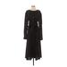 Merlette Casual Dress - Midi Crew Neck Long sleeves: Black Print Dresses - Women's Size Small