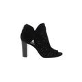 Vince Camuto Ankle Boots: Slip-on Chunky Heel Casual Black Solid Shoes - Women's Size 8 - Peep Toe