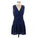 Greylin Casual Dress - A-Line V Neck Sleeveless: Blue Print Dresses - Women's Size Medium