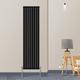 Warmehaus Vertical Column Designer Radiator Oval Flat Panel Single Black 1800x470mm - Modern Central Heating Space Saving Radiators - Perfect for Bathrooms, Kitchen, Hallway, Living Room