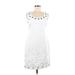 Calvin Klein Casual Dress - Shift Scoop Neck Sleeveless: White Print Dresses - Women's Size 4