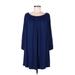ASOS Casual Dress - A-Line Boatneck 3/4 sleeves: Blue Print Dresses - Women's Size 6