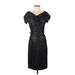 Diane von Furstenberg Cocktail Dress - Party Cowl Neck Short sleeves: Black Print Dresses - Women's Size 2