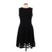 Calvin Klein Casual Dress - A-Line Crew Neck Sleeveless: Black Solid Dresses - Women's Size 10