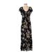 Amuse Society Casual Dress - Maxi: Black Floral Dresses - Women's Size Small