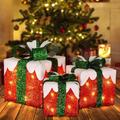 The Holiday Aisle® Set of 3 Lighted Christmas Decorations Indoor, Pre-lit 60LED Boxes in Green/Red | 7.9 H x 7.9 W x 7.1 D in | Wayfair