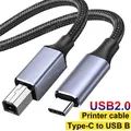 Câble d'imprimante tressé USB 2.0 Type C vers USB B pour Epson HP IL Brother MacPlePro 1/2/3m