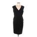 AB Studio Casual Dress - Sheath V-Neck Sleeveless: Black Solid Dresses - Women's Size Large
